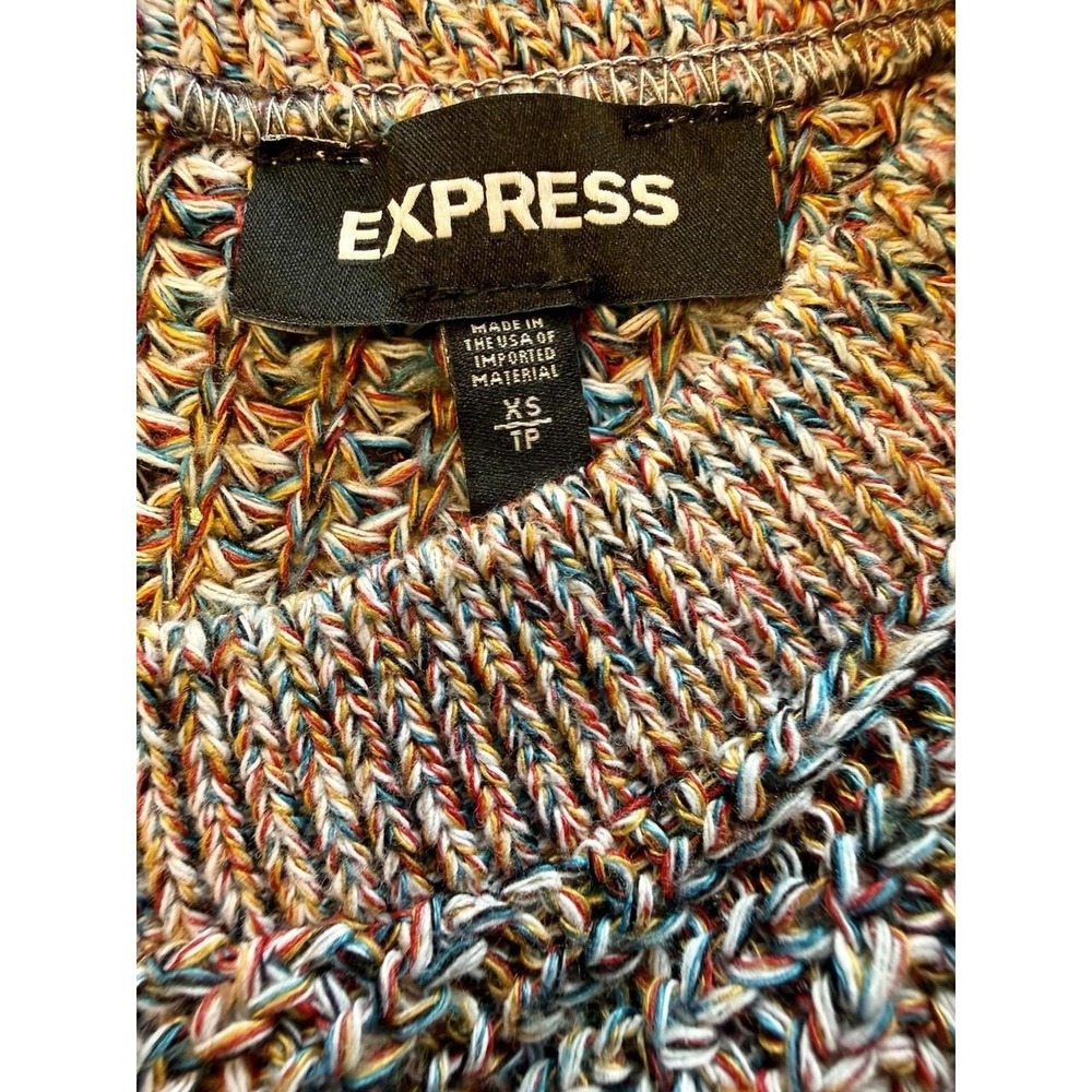 Express Womens XS Multi Color Space Dye Open Lattice Back Knit Sweater - Picture 3 of 8